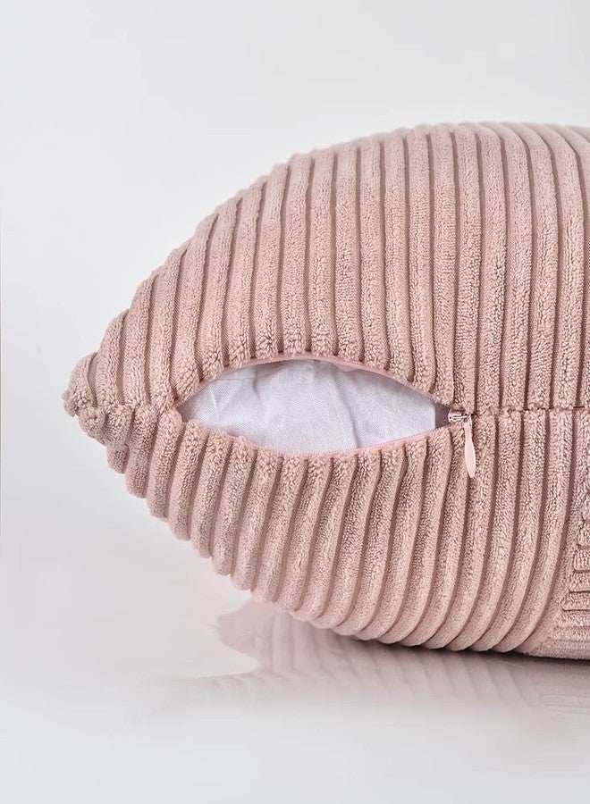 Fancy Homi أغطية وسائد زينة قطنية وردية فاتحة من فانسي هومي، مقاس 12×20 بوصة، مناسبة لغرفة المعيشة والأريكة والسرير، ديكور منزلي ريفي بوهيمي، غطاء وسادة مستطيل ناعم مخطط من قماش الكوردروي، مقاس 30×50 سم - Image 4